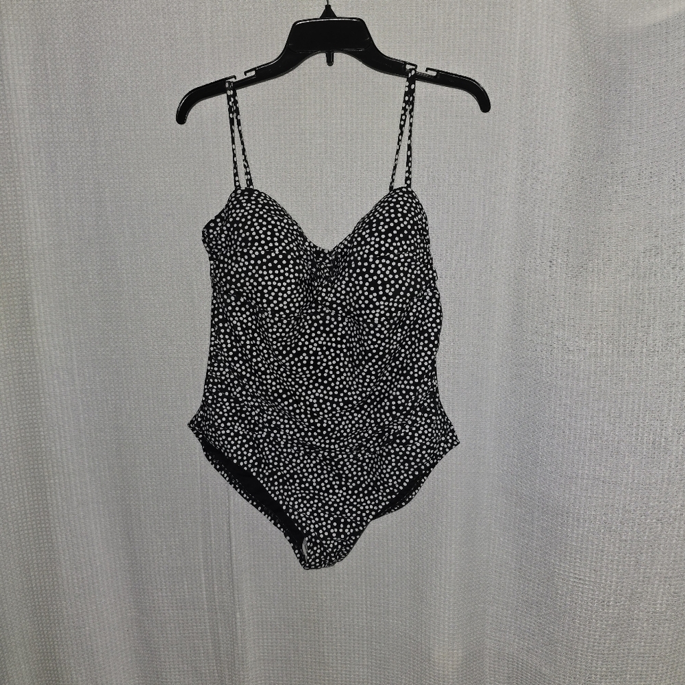 Catalina Black and White Polka Dot One Piece Swimsuit NWOT Sz XL 16-18 Vacation